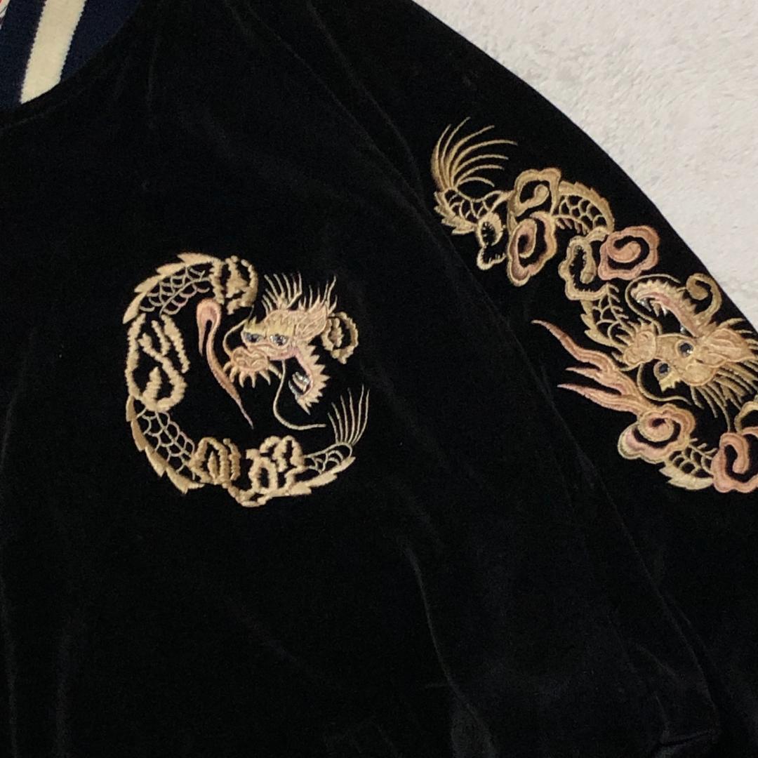 NIPPON ORIGINAL 別珍 ベロア Lサイズ スカジャン ビッグ刺繍