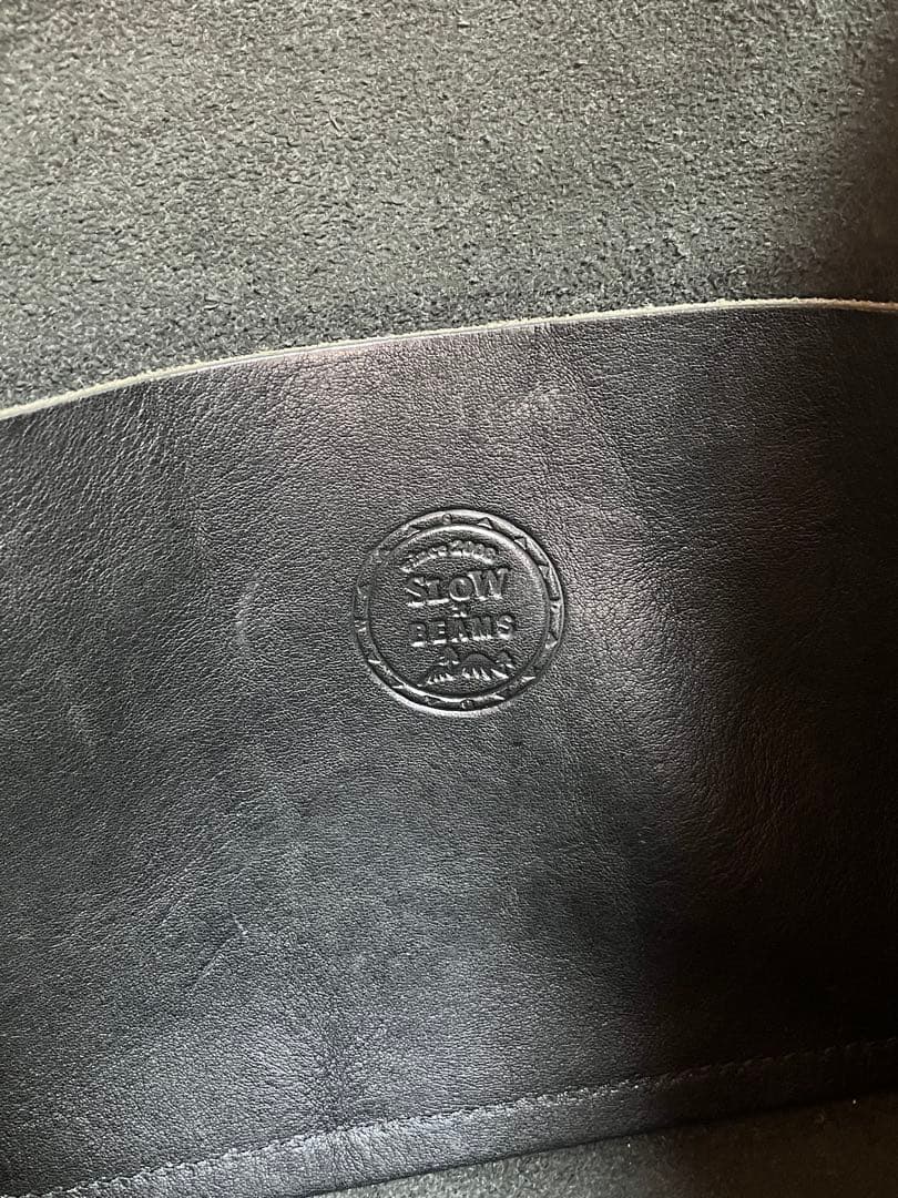 黒レザートートバッグ　SLOW×BEAMS