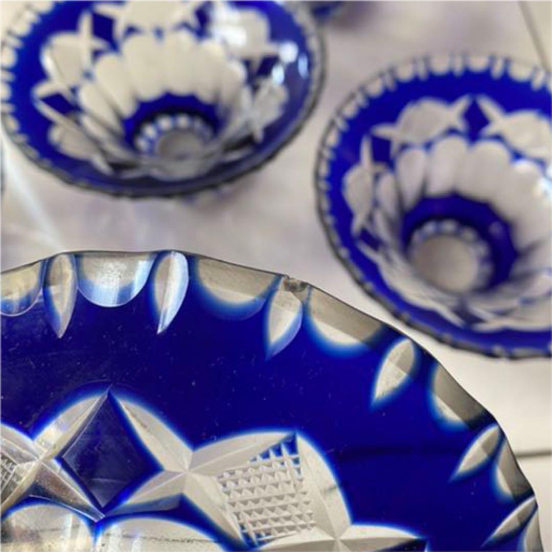 昭和初期　切子　器　江戸切子　氷コップ　ヴィンテージ　5客