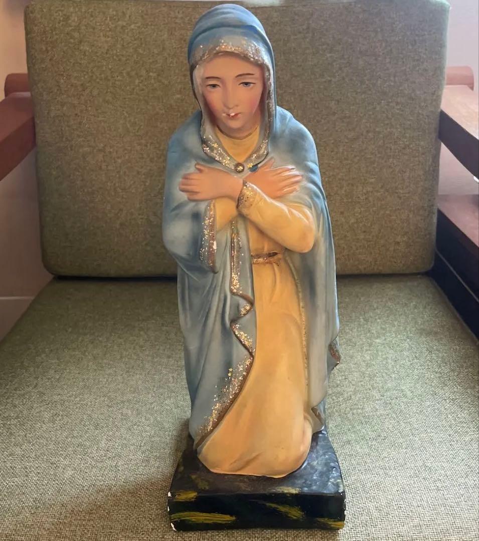 聖母マリア像 陶器イタリア製 青と白 約34cm