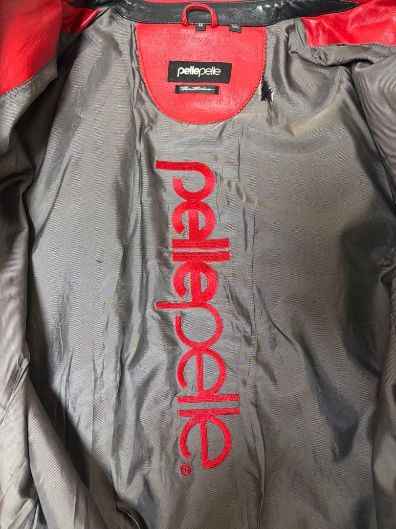 レザージャケット ライダース pellepelle 赤 白