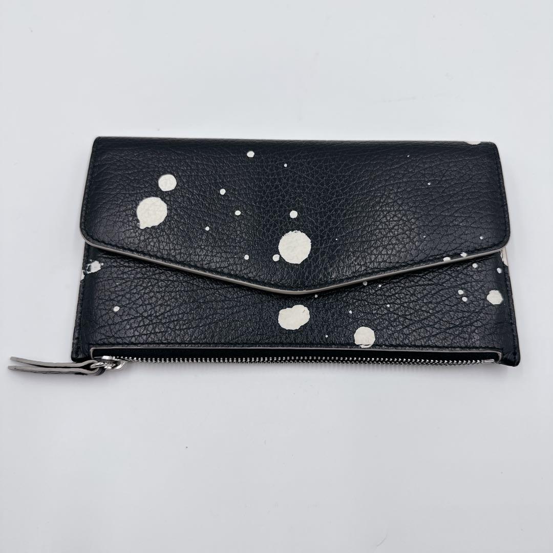 【希少・美品】Maison Margiela 長財布 黒 白 ペイント レザー