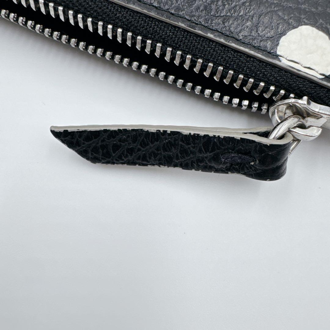 【希少・美品】Maison Margiela 長財布 黒 白 ペイント レザー