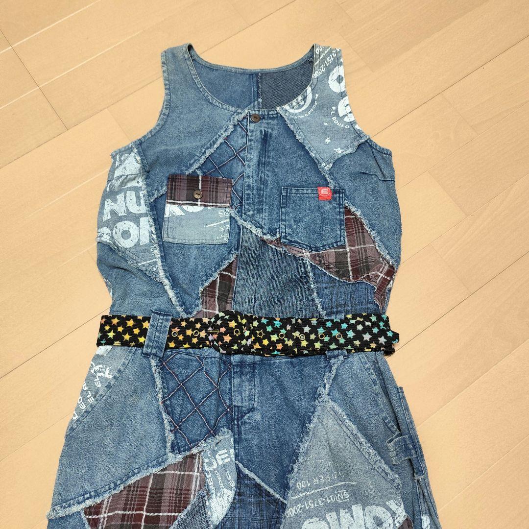 希少 EL RODEO サルエル パッチワーク オールインワン ベルト付き