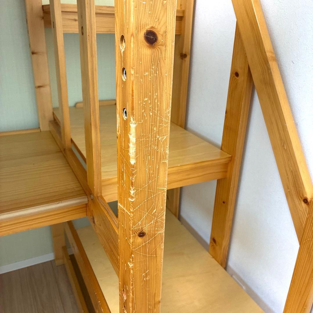 階段付きロフトベッド　デスク　コンセント付き　パイン無垢　すのこ仕様