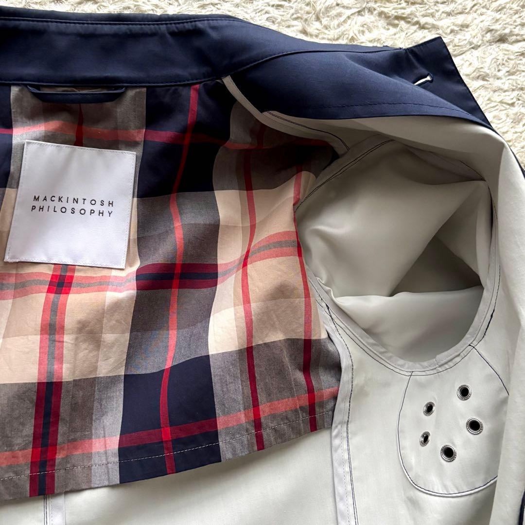 マッキントッシュフィロソフィー ステンカラーコート ゴム引き ネイビー 40