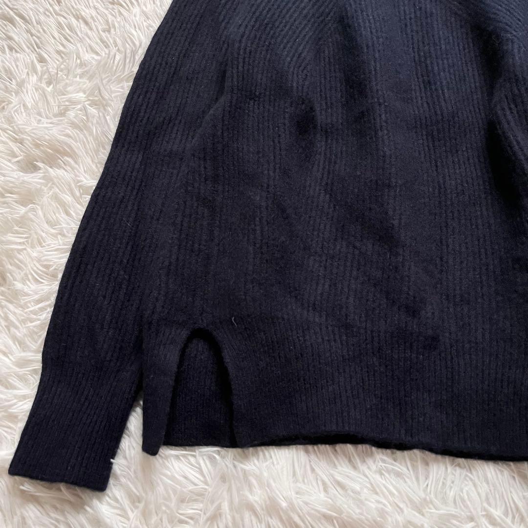 美品✨Drawer 現行 9Gアゼロングスリーブクルーニット ウールカシミヤ 紺