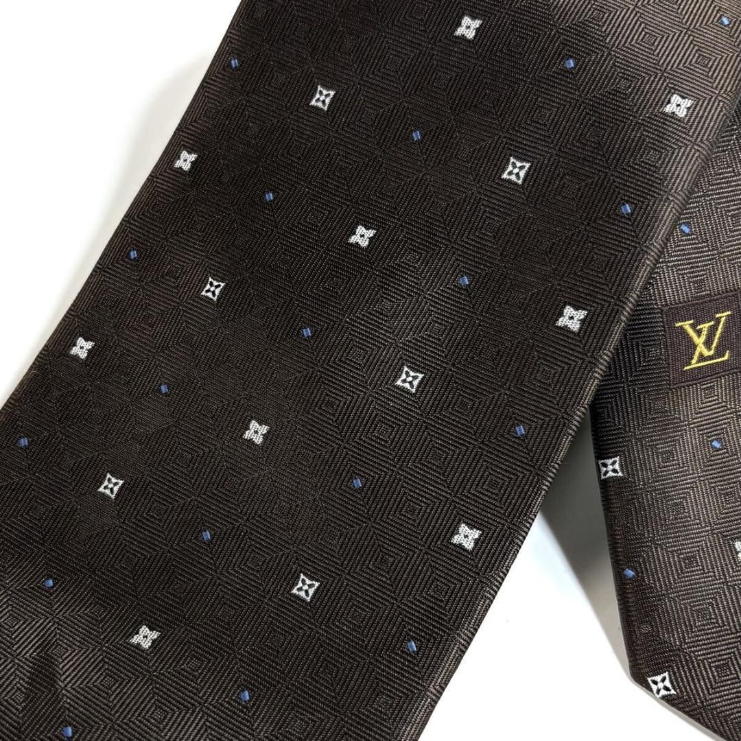 【極美品】LV ヴィトン シルク ネクタイ 小紋柄 元箱付き イタリア製