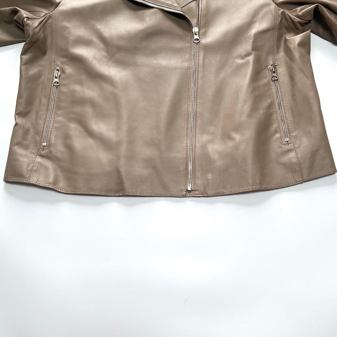 【サイズ50　美品】23区　ダブルライダースレザージャケット　ベージュ　羊革