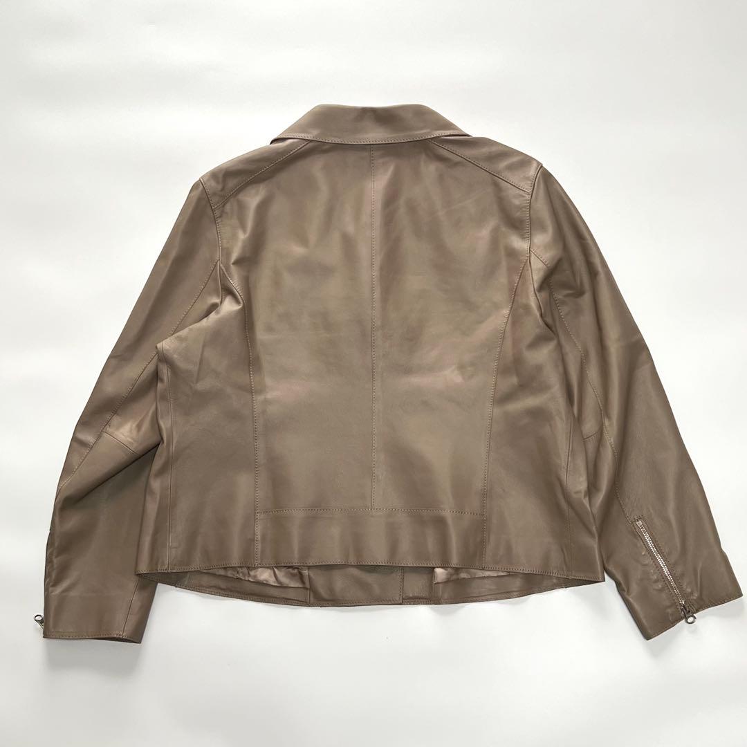 【サイズ50　美品】23区　ダブルライダースレザージャケット　ベージュ　羊革