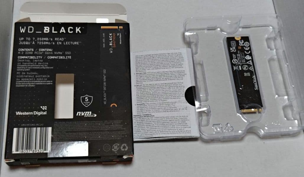 WD_BLACK SN7100 1TB NVMe M.2 Gen4 付属品完備