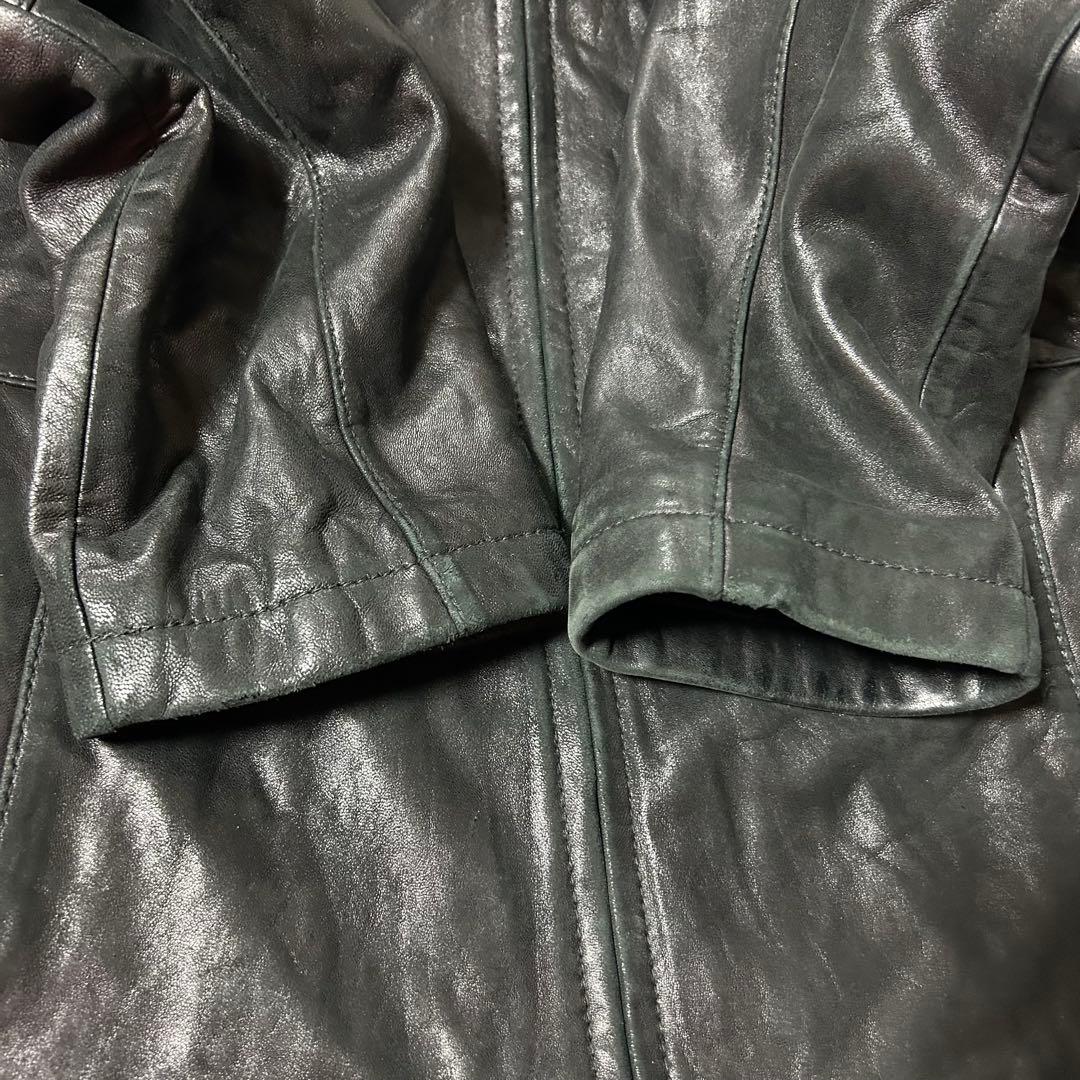 90s DOCKERS レザージャケット ブラック S ラムレザー ドリズラー