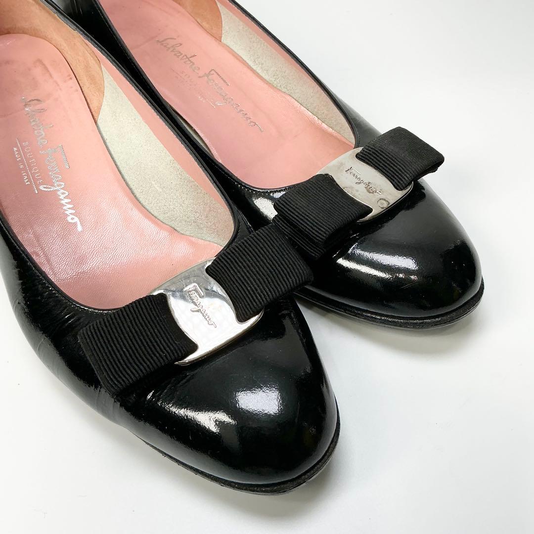 FERRAGAMO 　パンプス　ヴァラリボン　パテントレザー　ブラック　7