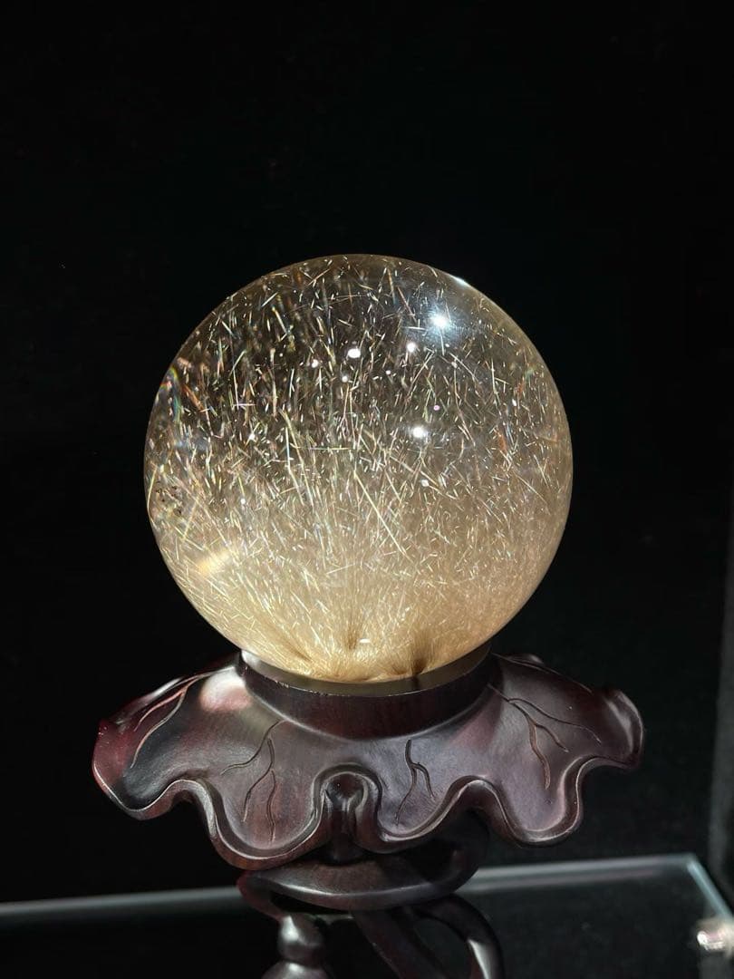⭐︎【極上品】天然銅色ゴールドルチルクオーツ 置物 65mm 321g