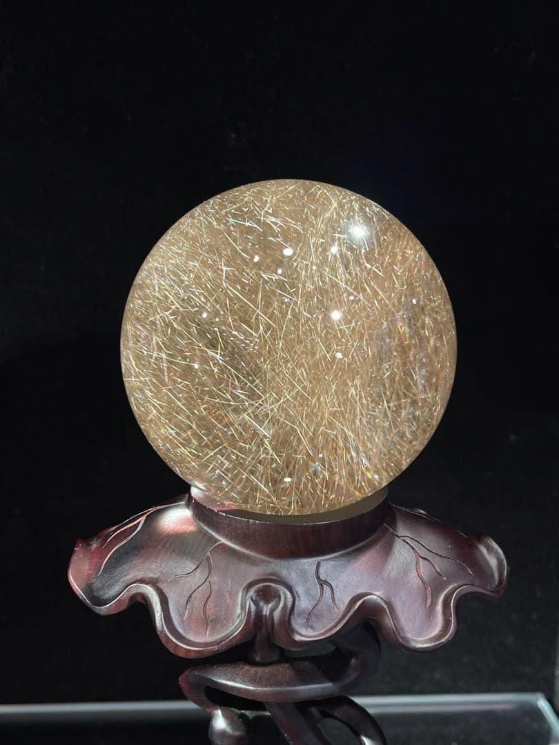 ⭐︎【極上品】天然銅色ゴールドルチルクオーツ 置物 65mm 321g