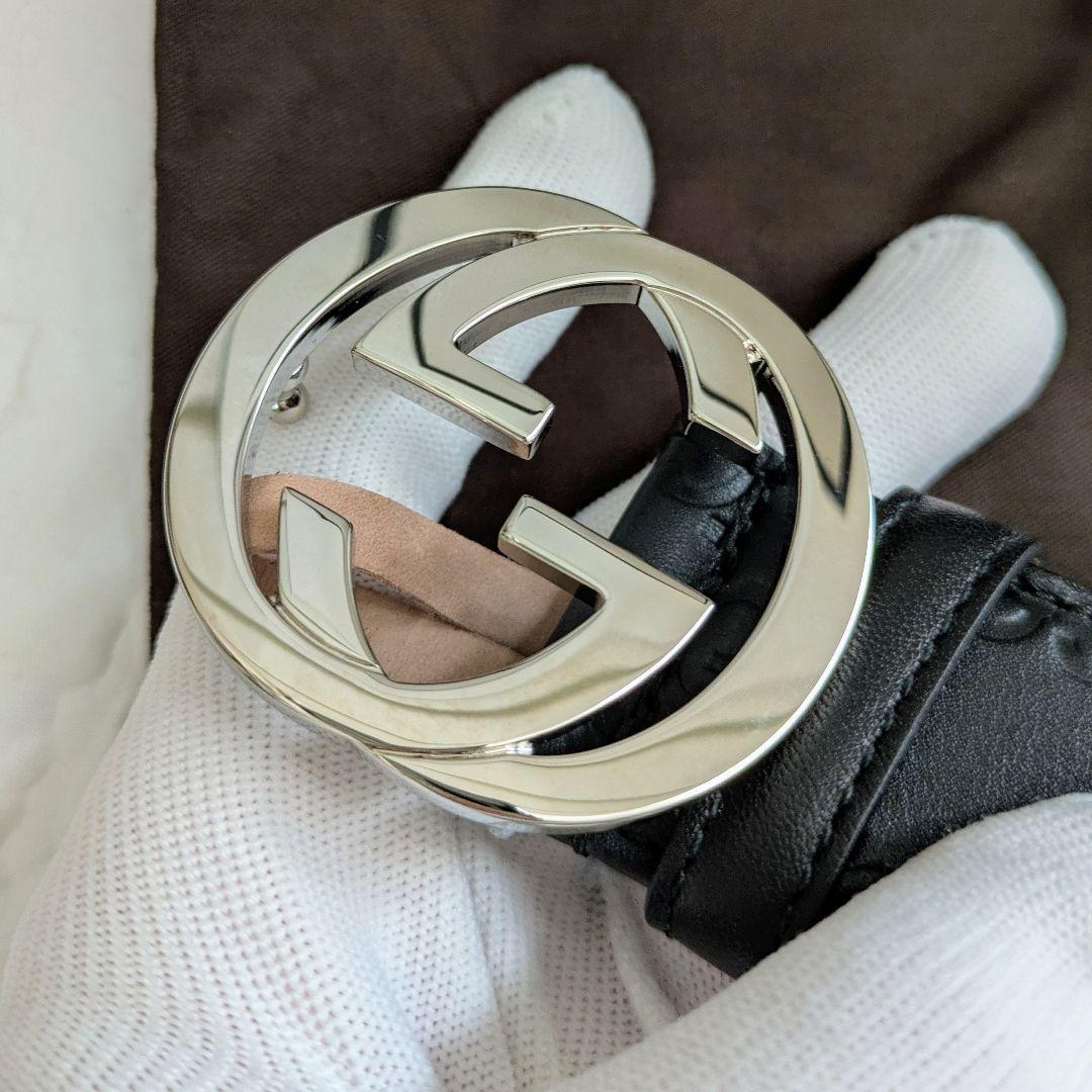 (新品未使用)GUCCI グッチ インターロッキングG バックル付き ベルト 黒