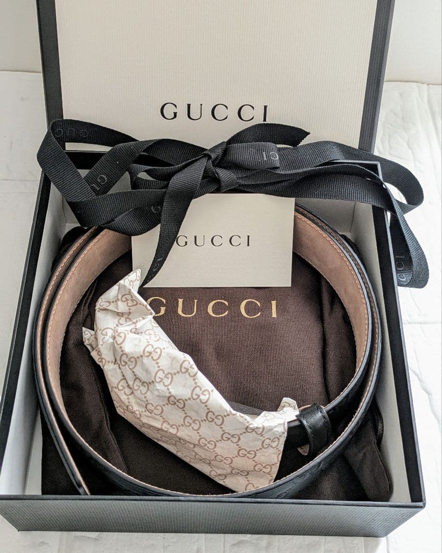 (新品未使用)GUCCI グッチ インターロッキングG バックル付き ベルト 黒
