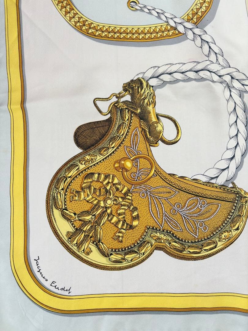 箱付き　HERMES シルクスカーフ 馬と装飾のデザイン　カレ90