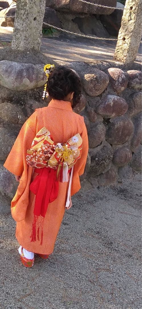 七五三 着物セット 草履　本総絞り朱色　橙色