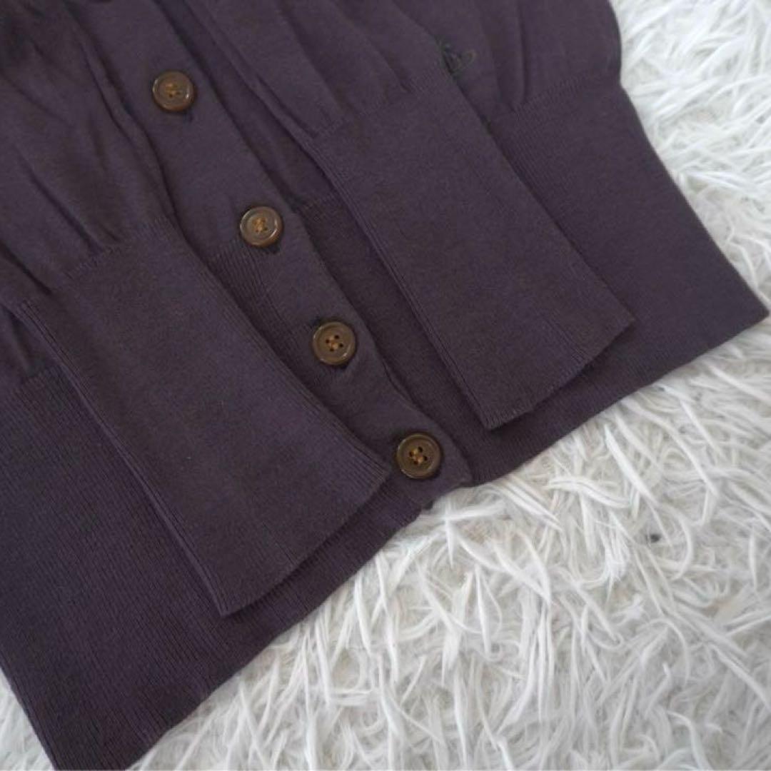 ヴィヴィアン ボウタイニット チェック オーブ刺繍 リボンタイ カーディガン
