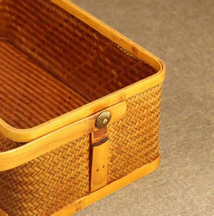 収納ケース 藤編 茶道具 ピクニック 小物入れ籠 便攜 民芸職人手作り弁当箱