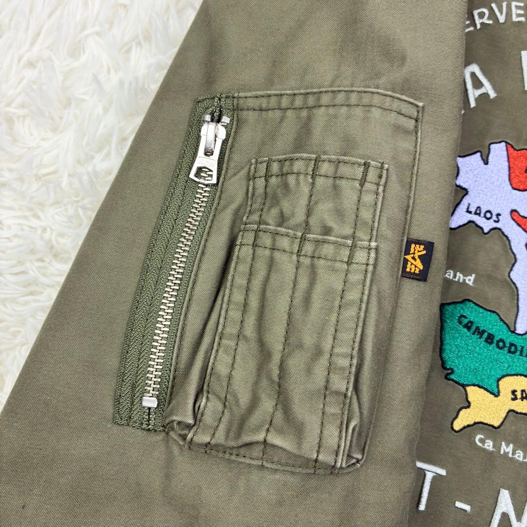 アルファインダストリーズ　ベトジャン　MA-1　スカジャン　刺繍ロゴ　L　カーキ