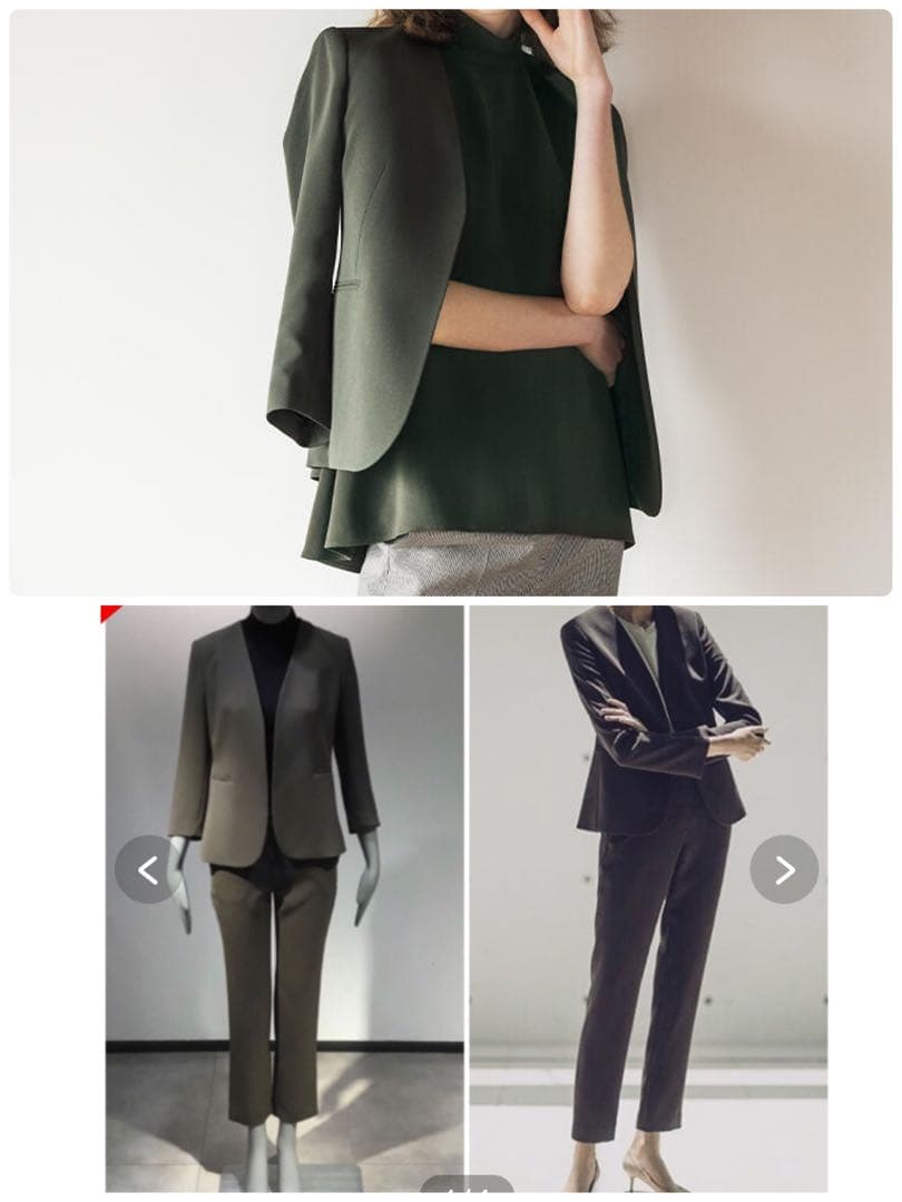 Theory セオリー　SYNTHETIC CREPE パンツスーツ　グリーン