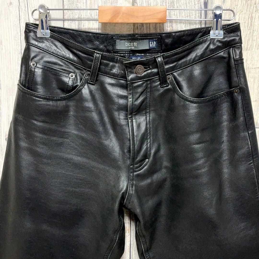OLD GAP boot fit レザーパンツ ブラック 山田蓮 W31 L30