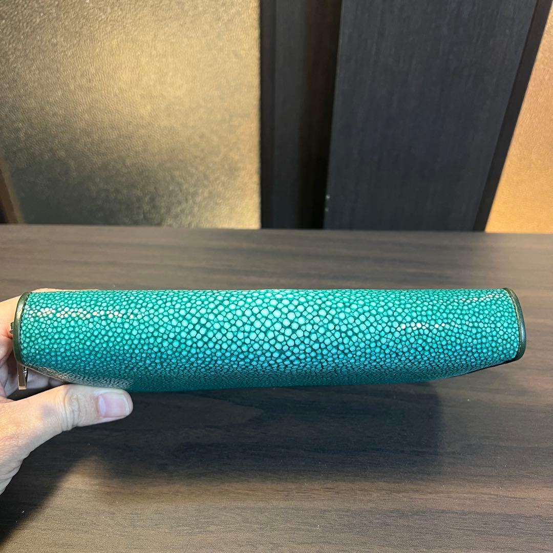 スティングレイ 長財布 エイ ガルーシャ 本革 ラウンドファスナー グリーン 緑