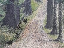 【真作】絵画　藤田真紀　油彩10号　風景（旧軽井沢）　静謐な自然美　X90