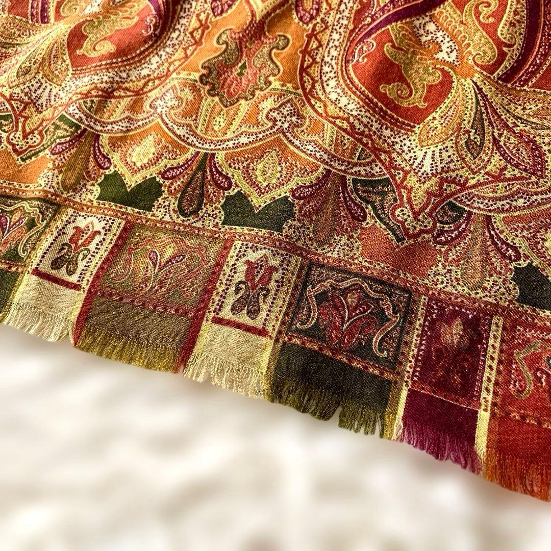 極美品　ETRO エトロ 大判ショール ペイズリー柄 ウール×シルク イタリア製