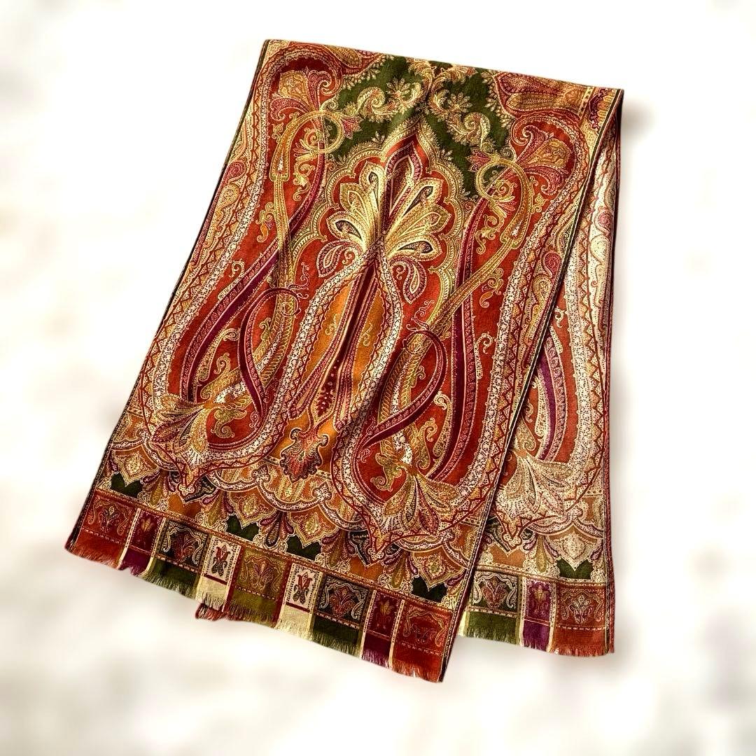 極美品　ETRO エトロ 大判ショール ペイズリー柄 ウール×シルク イタリア製