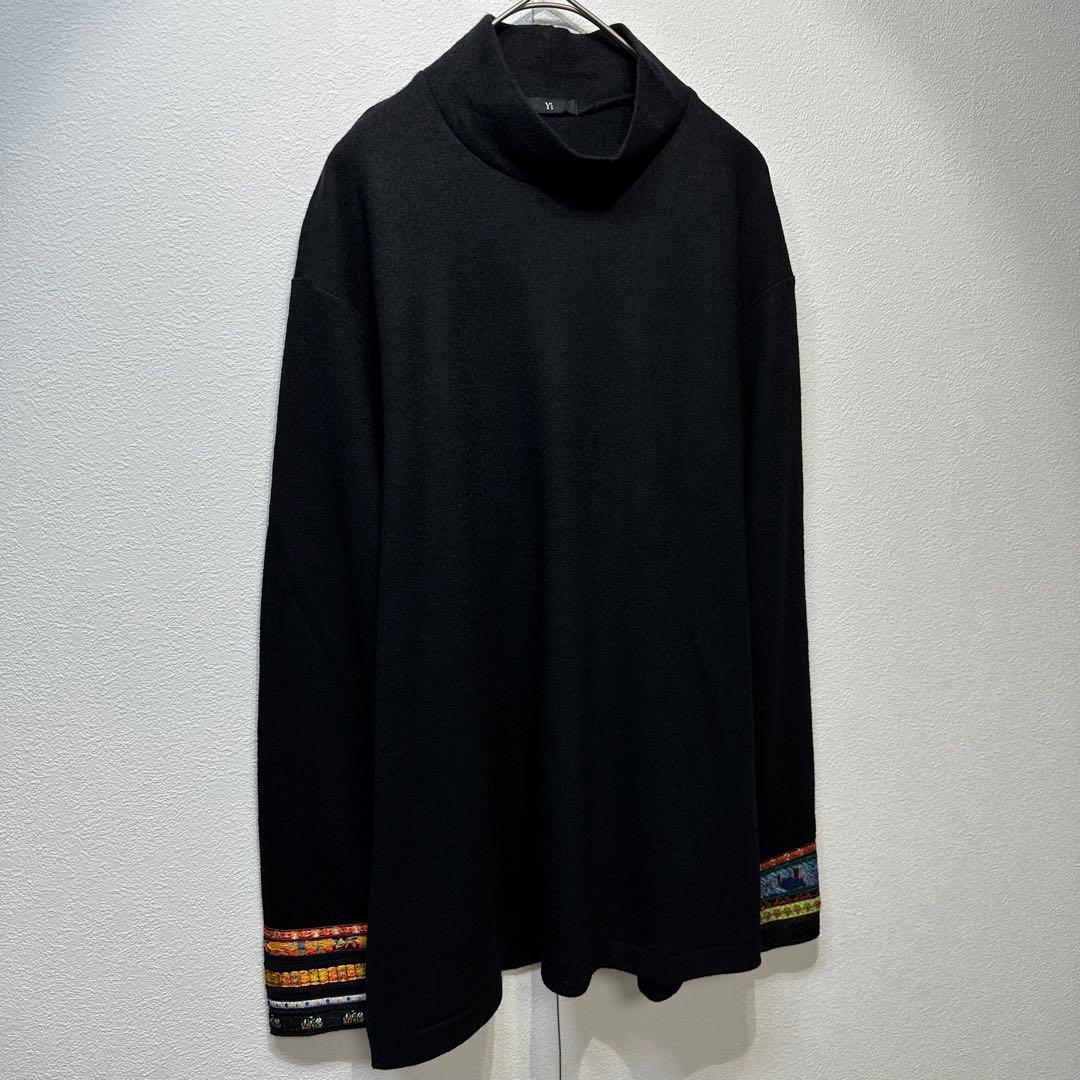 希少 美品 ワイズヨウジヤマモト ウール ハイネック 総柄 刺繍デザイン ニット
