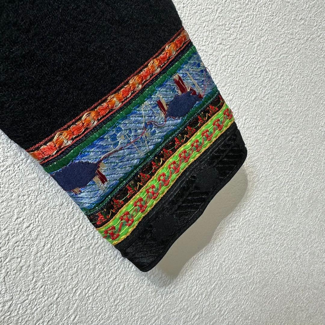 希少 美品 ワイズヨウジヤマモト ウール ハイネック 総柄 刺繍デザイン ニット