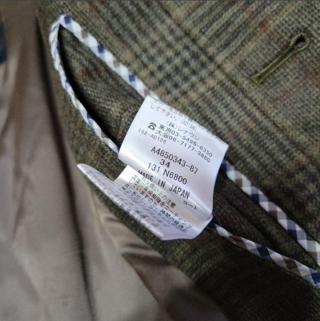 AQUASCUTUM★グレンチェック ステンカラーコート アクアスキュータム