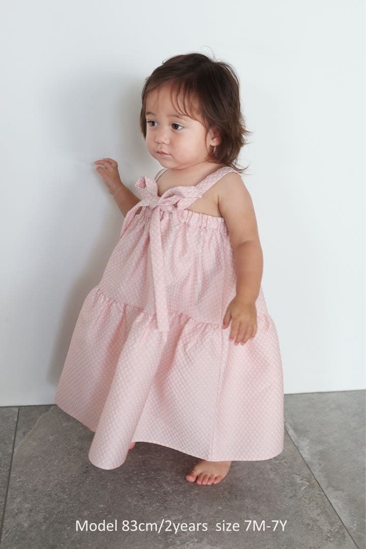 アミカキッズ　クチュールワンピース 7M-7Y ピンク