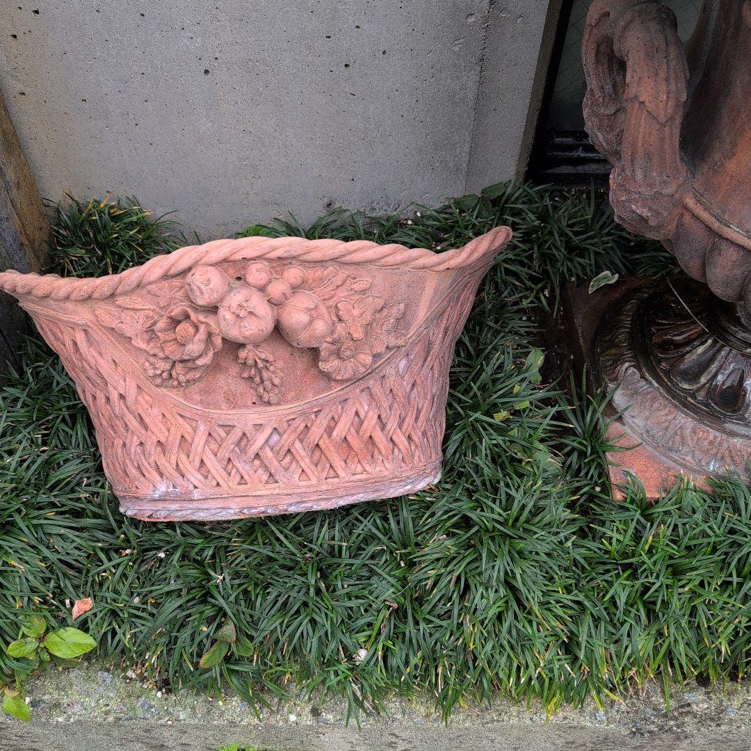 テラコッタ鉢　テラコッタ植木鉢　楕円形　　お買い得　希少　バラクラ購入 大サイズ
