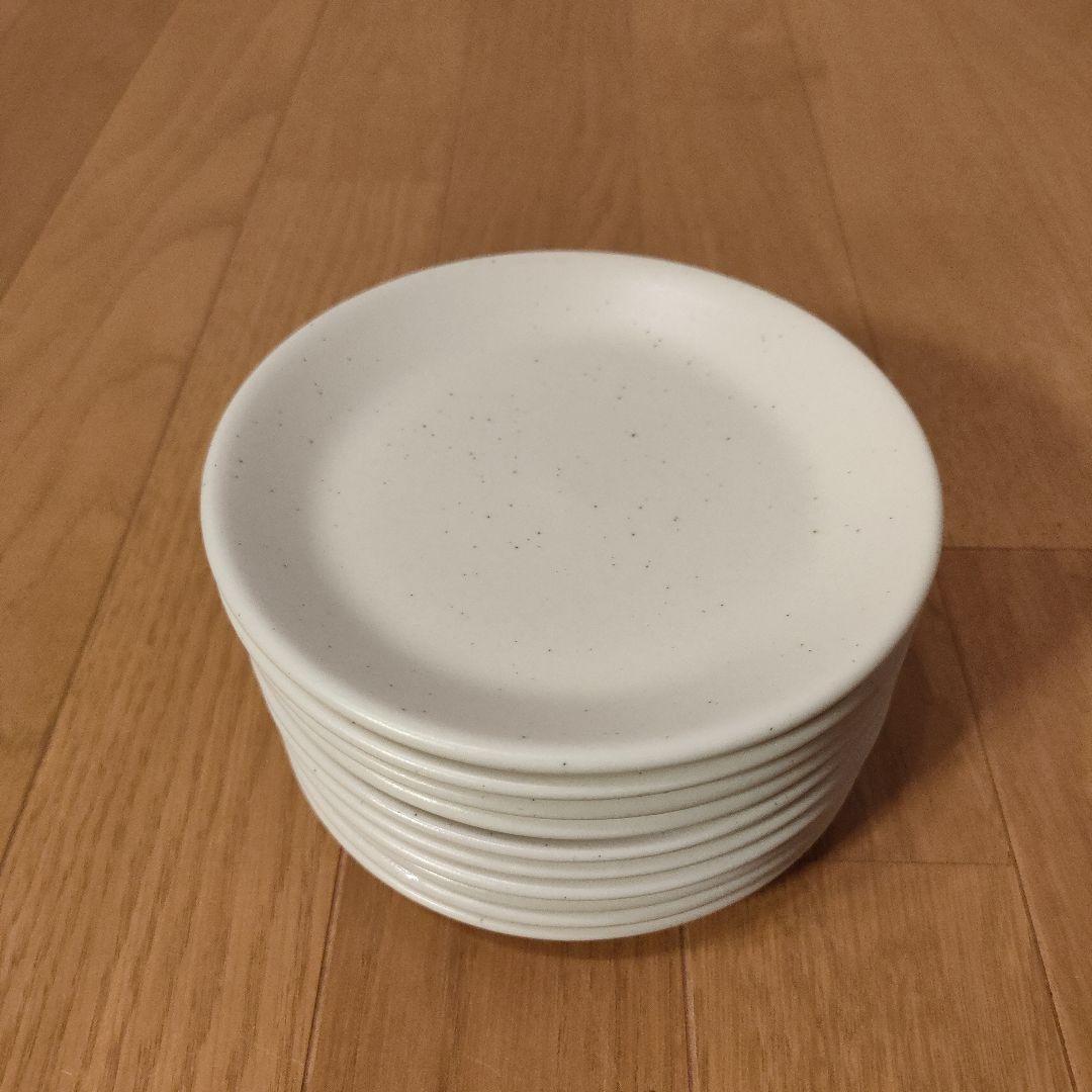 陶器 小皿 10枚セット 約14cm 白粉引（黒い斑点） ⑥