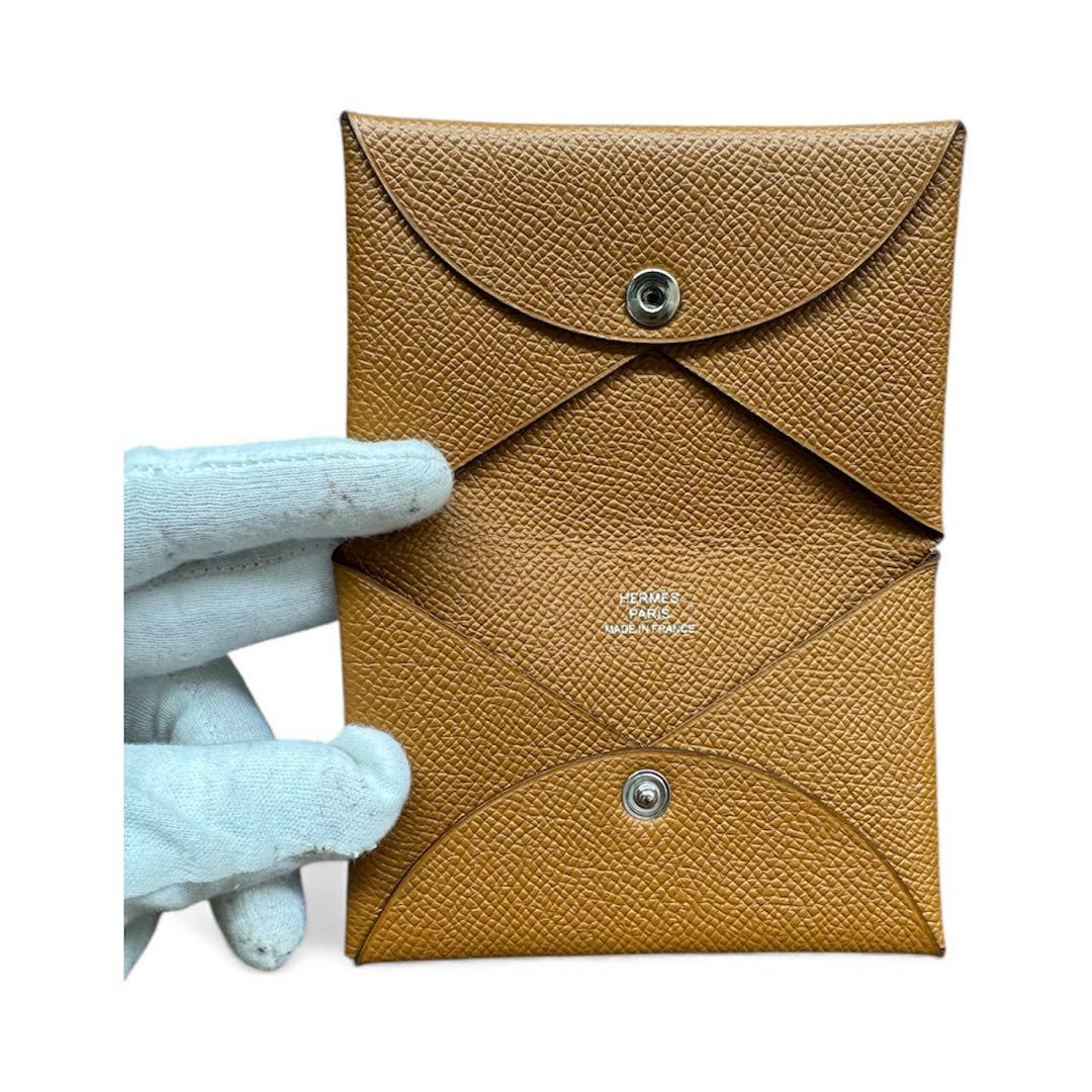 HERMES エルメス　茶色レザー ケース 二つ折り