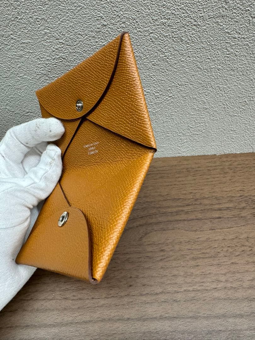 HERMES エルメス　茶色レザー ケース 二つ折り