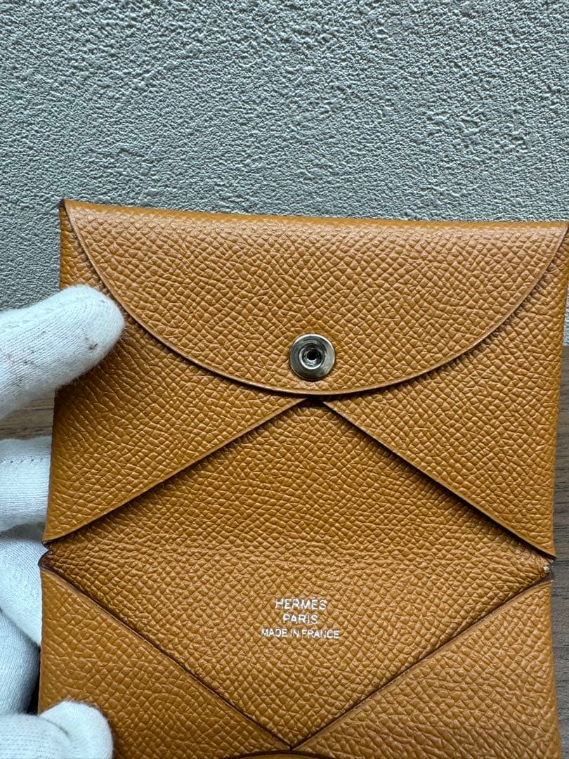 HERMES エルメス　茶色レザー ケース 二つ折り