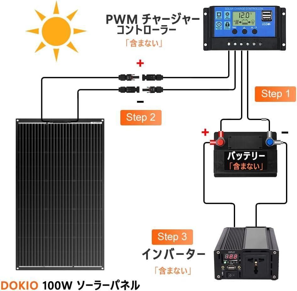 DOKIO ソーラーパネル 100Wフレキシブル 18V 単結晶 超軽(4枚)
