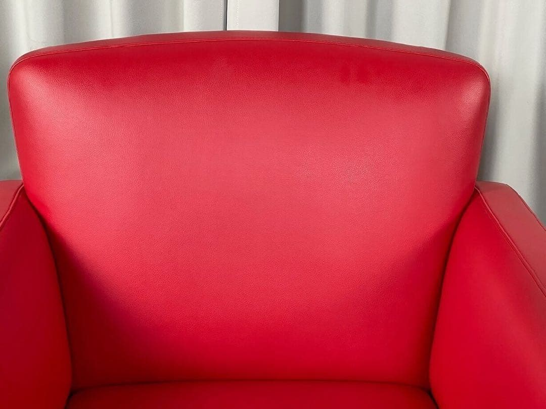 レザー　swivel chair スウィベルチェア 赤　1人掛けソファ　回転椅子