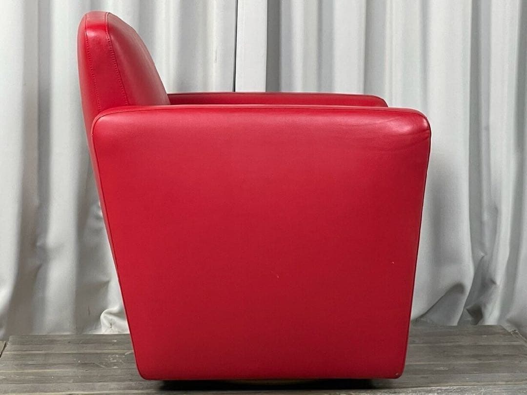 レザー　swivel chair スウィベルチェア 赤　1人掛けソファ　回転椅子