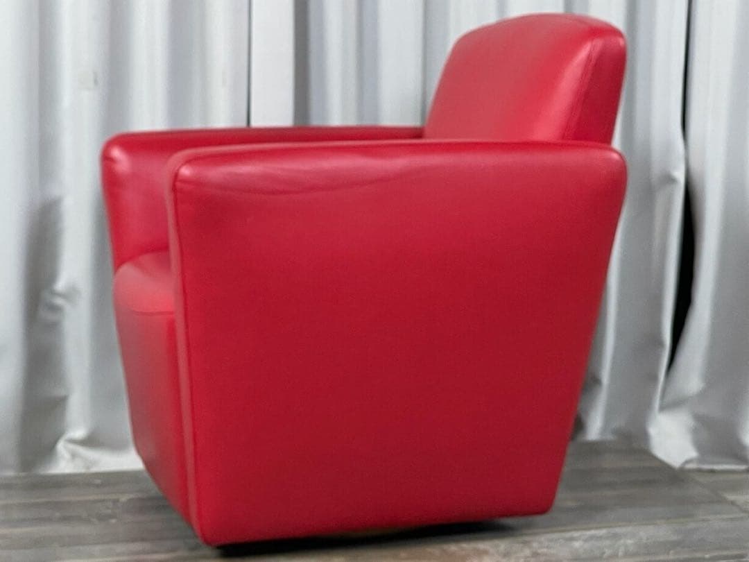 レザー　swivel chair スウィベルチェア 赤　1人掛けソファ　回転椅子