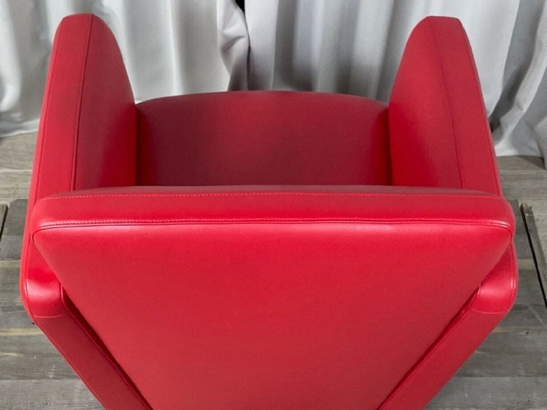 レザー　swivel chair スウィベルチェア 赤　1人掛けソファ　回転椅子