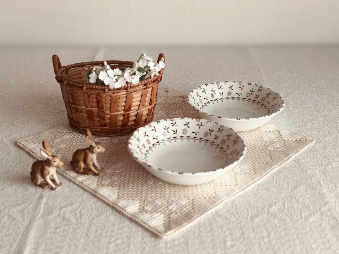 【mkuさま】vintage plate ❀ 優しい 小花柄の 深皿 a