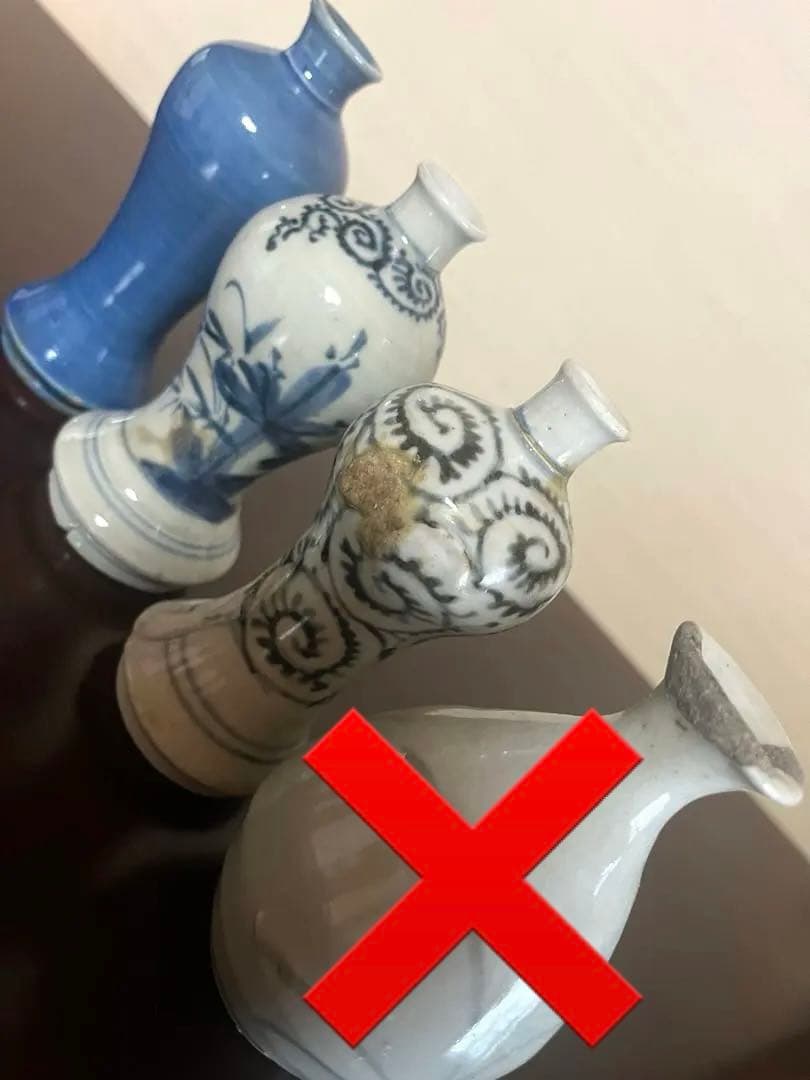 江戸〜明治期 古伊万里 豆徳利 4点 染付 瑠璃 蛸唐草 一輪挿し 骨董