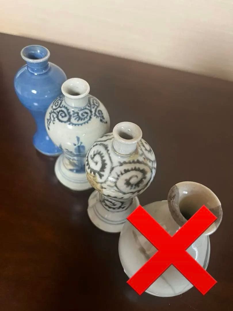 江戸〜明治期 古伊万里 豆徳利 4点 染付 瑠璃 蛸唐草 一輪挿し 骨董