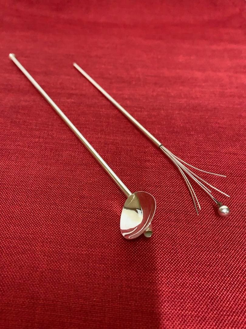 ドイツ製 純銀925S、マドラー＋ストロー＋ミキサー付スプーン : ヴィンテージ